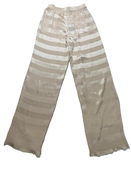 Giorgio Armani Women's Beige Pants – Size 42, Wide Leg, Striped – Ref F672A