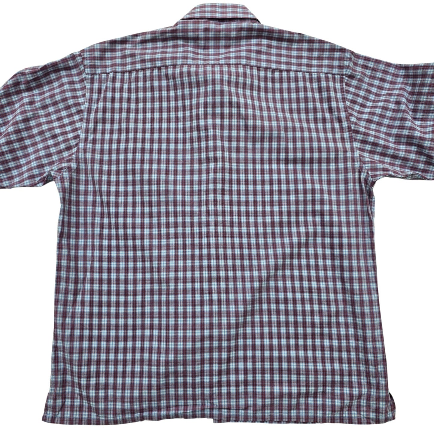 Lacoste Men's Burgundy Plaid Short Sleeve Shirt Vintage M