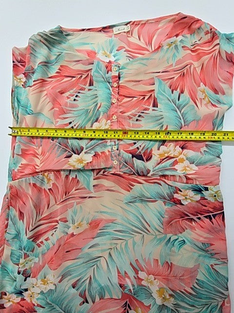 Marmash Women's Strapless Coral Teal Floral XS Dress
