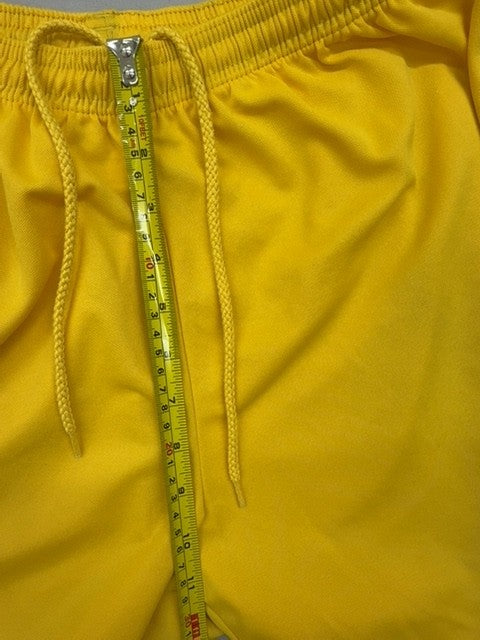 Adidas Unisex Yellow Striped Shorts Size L 3-Stripes Drawstring