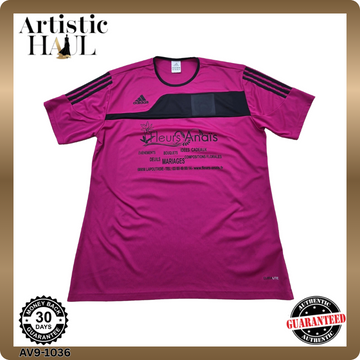 Adidas Men's Magenta Sports Jersey L Short Sleeve Stripes