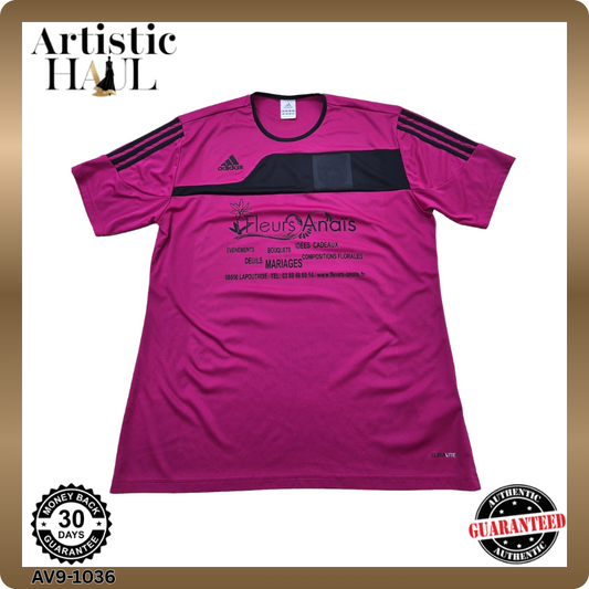 Adidas Men's Jersey – Size L, Magenta Sports Stripes magenta, Short Sleeve
