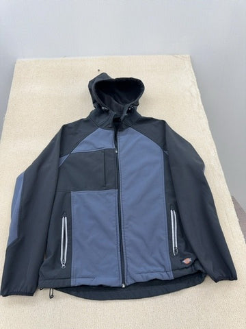 Dickies Men's M Black/Blue Fleece Lined Nylon Hooded Windbreaker 33237