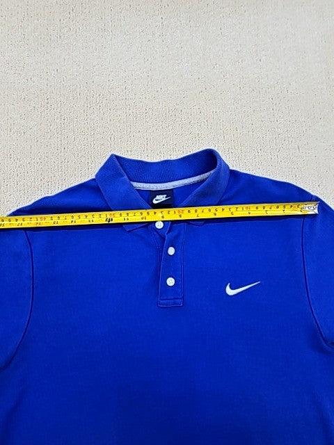Nike Men's L Blue Short Sleeve Polo Button-Down Shirt Solid