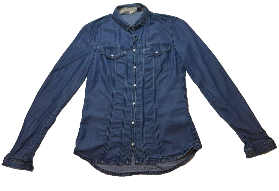 Burberry Brit Blue Denim Button Front Shirt | Size: XS