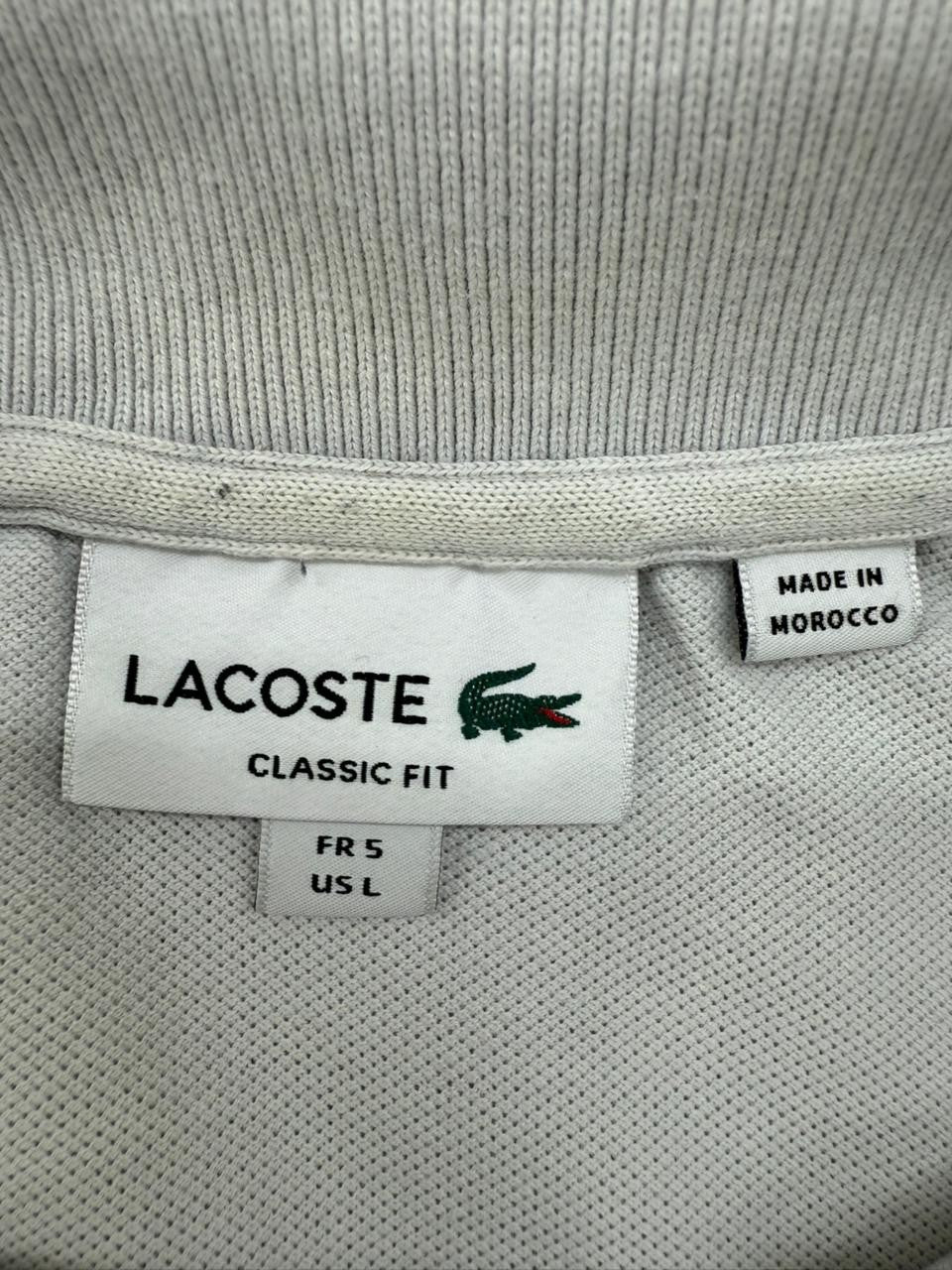 Lacoste Olympic Grey Cotton Pique Polo L Men Classic Fit Croc Logo