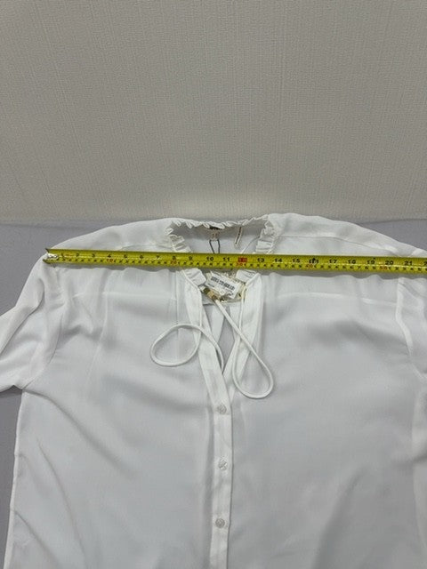 Koton White Chiffon Ruffle Long Sleeve Blouse Women's Size 42