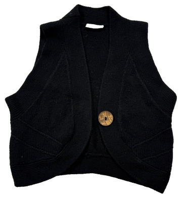 Atmosphere Black Knitted Cropped Waistcoat Vest Women'S - Size 12-14