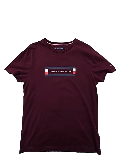 Tommy Hilfiger Men's Organic Cotton Burgundy T-Shirt M Short Sleeve Crew Neck
