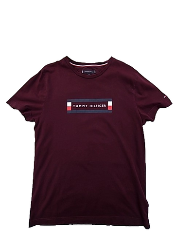 Tommy Hilfiger Men's Organic Cotton Burgundy T-Shirt M Short Sleeve Crew Neck