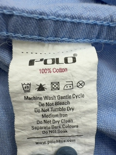 Polo Boys Light Blue Button-Down Shirt Size M Casual 100% Cotton