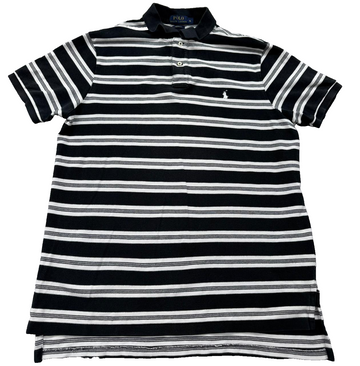 Polo Ralph Lauren Custom Fit Striped Polo Shirt XL Black White
