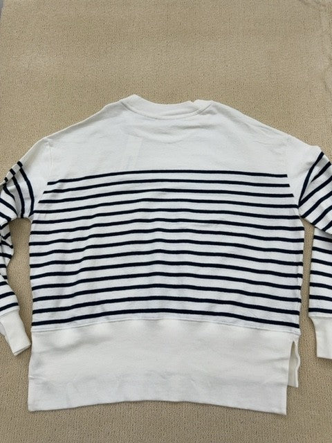 Esprit Striped Sweatshirt Women's L White Navy Crewneck