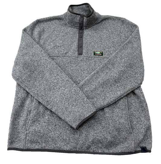 L.L.Bean Men's Gray Quarter-Zip Fleece Pullover XL