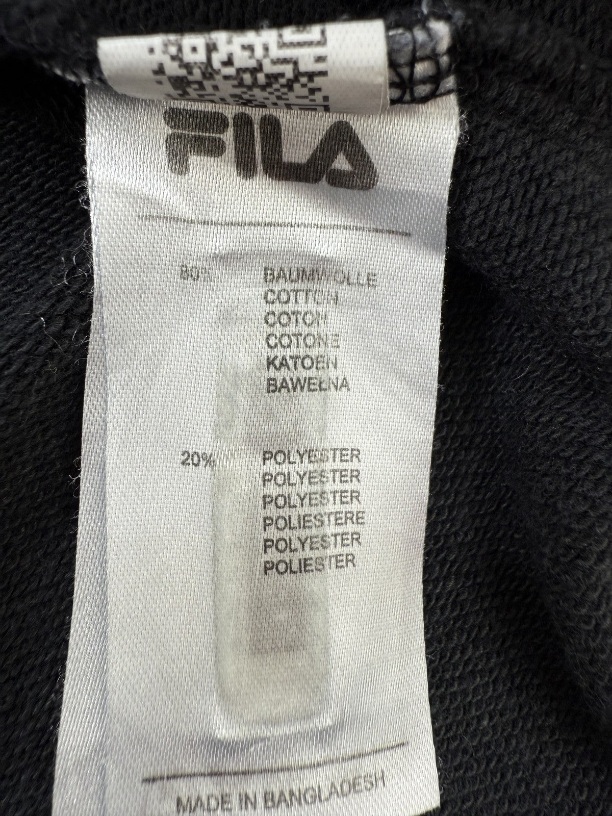 Fila Men's Black White Crewneck Pullover Sweatshirt Color Block Logo