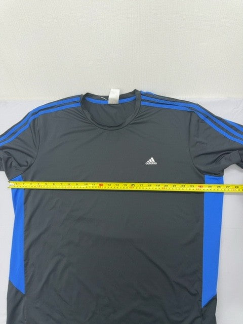 Adidas Men's Grey 3-Stripes Crewneck T-Shirt 2XL Short Sleeve