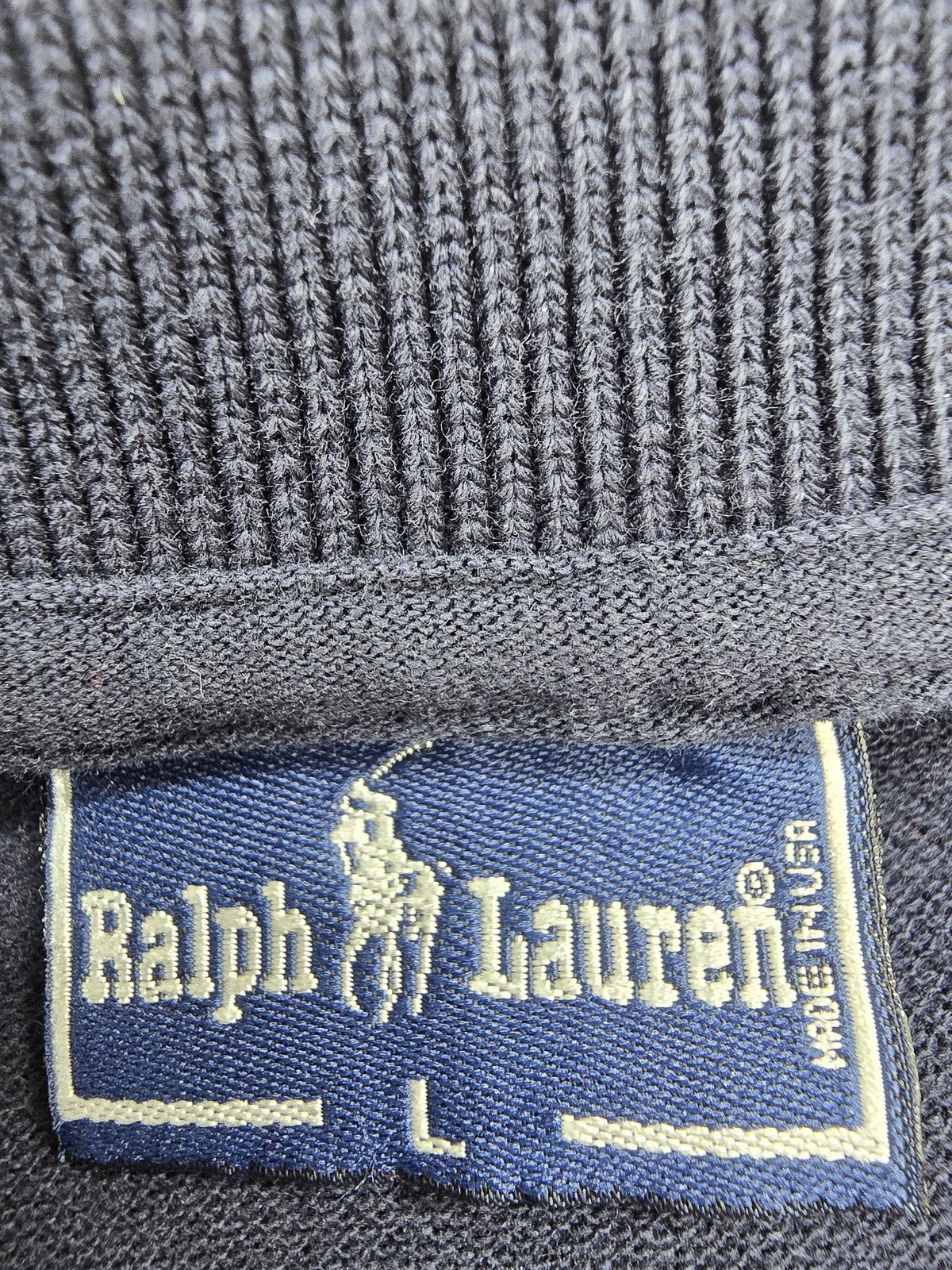 Ralph Lauren Navy Cotton Polo Shirt L Short Sleeve USA Made