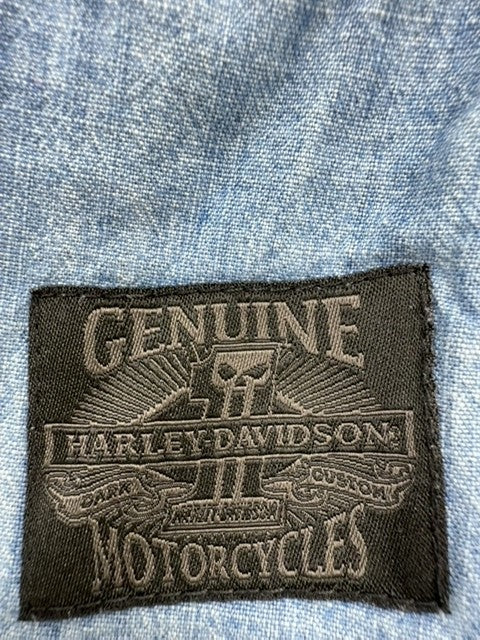 Harley-Davidson Boys Light Blue Denim Button-Up Shirt XL Regular Casual
