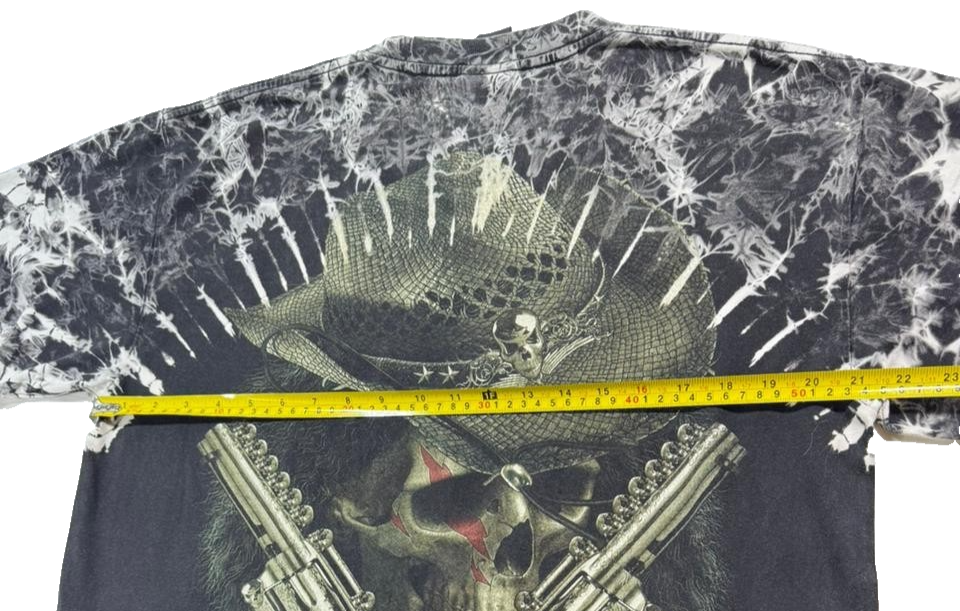 Survivors Vintage Skull Cowboy Guns Rocker T-Shirt Edgy Men's Short Sleeve L
