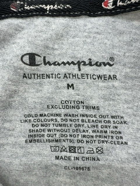Champion Men's Grey Cotton Crewneck T-Shirt Size M Short Sleeve