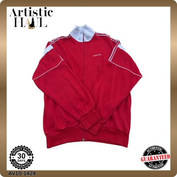 Adidas Red Vintage Track Jacket Men's L Full Zip France Cotton Poly