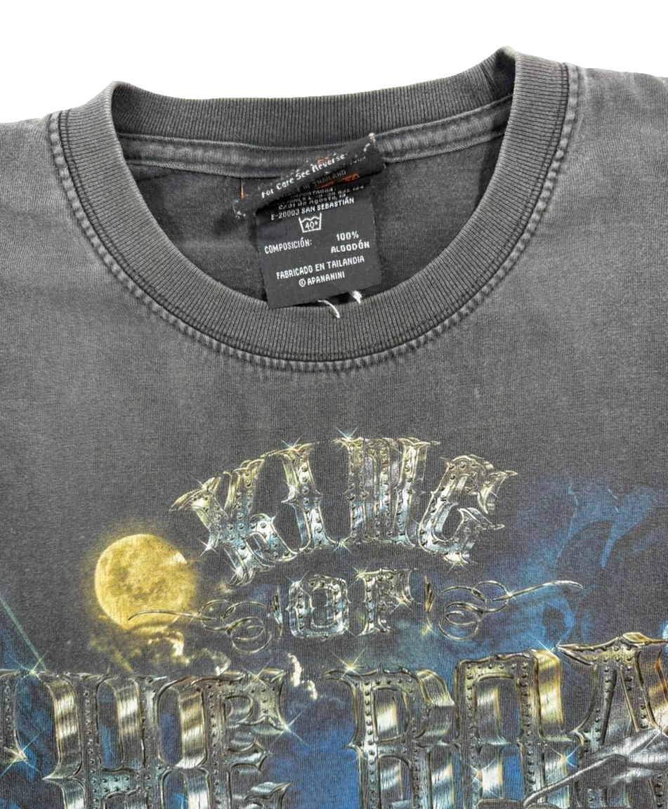 Rock Chang Men's T-Shirt Black Biker Chopper 3D Glow In Dark Heavyweight Medium