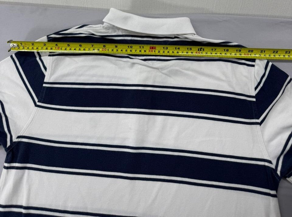 Tommy Hilfiger Men's Navy Stripe Polo Shirt Size L Custom Fit Cotton