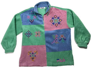 Fila Women's 90S Vintage Fleece Half-Zip Sweater - Size XL