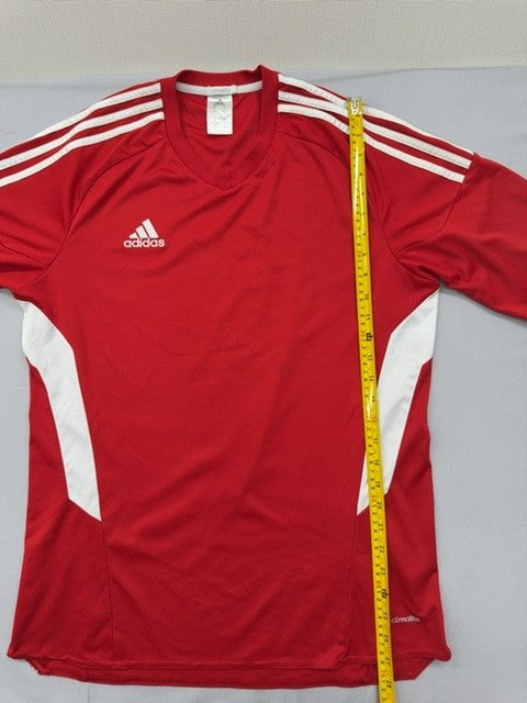 Adidas Red Soccer Climalite Jersey L Athletic Fit Moisture Wicking