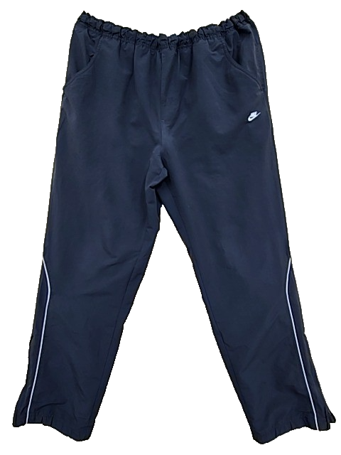 Nike Men's Black Woven Track Pants XXL Drawstring White Piping