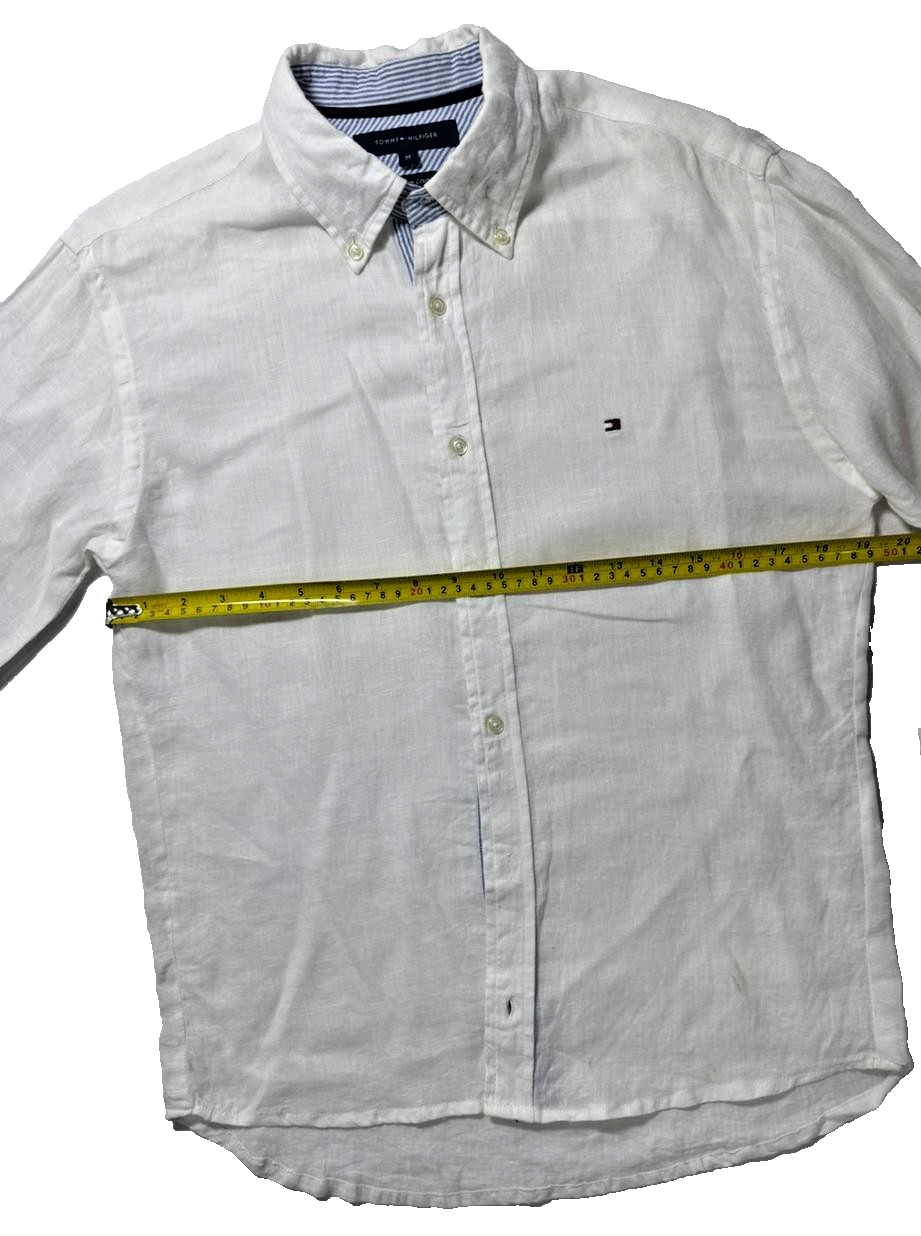 Tommy Hilfiger Follow Flag Detail Linen Relaxed Fit Shirt - Size M