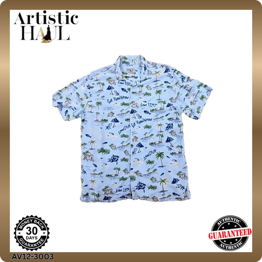 Grand & Hills Men's Blue Shirt – Size L, Short Sleeve