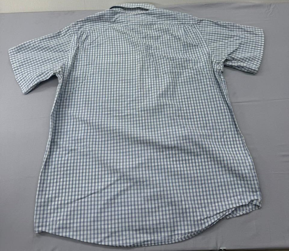 Lacoste Men's Blue White Checkered Short Sleeve Shirt Size 42