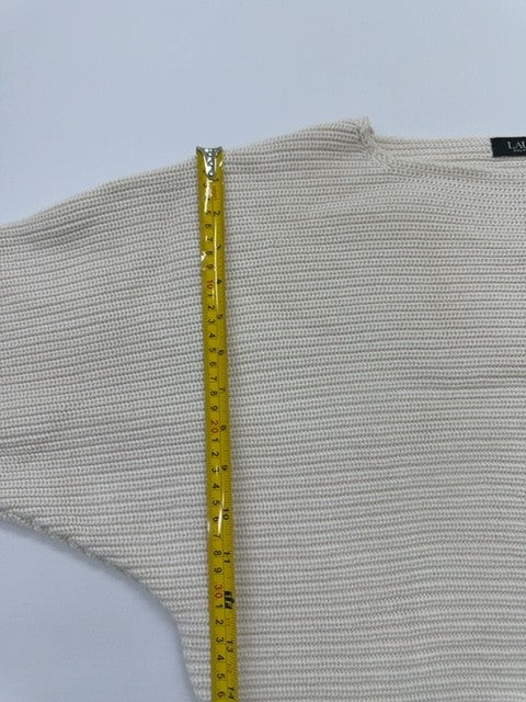 Lauren Ralph Lauren Women's Ivory V-Neck Knit Sweater Size XL Regular
