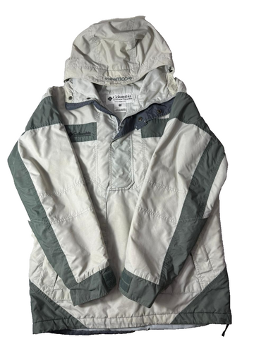Columbia Men's Small Hooded Winter Jacket Off-White Grey Outdoor Coat