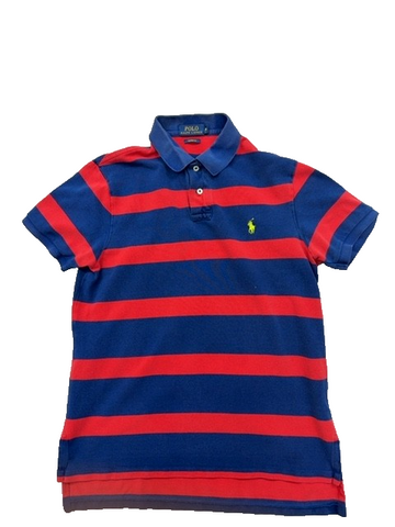 Polo Ralph Lauren Navy Red Stripe Polo Shirt M Custom Slim Fit