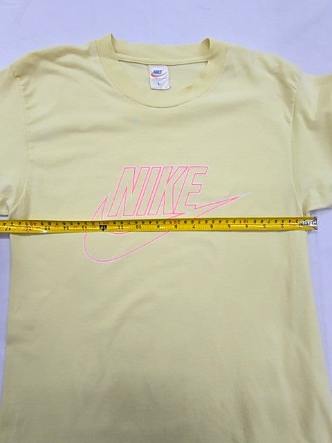 Nike Yellow Logo Cotton Crewneck T-Shirt Men's L Vintage
