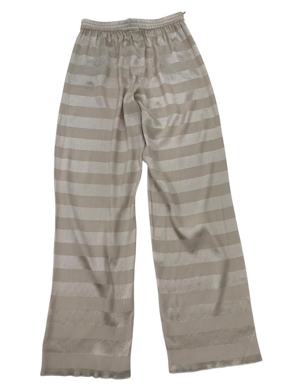 Giorgio Armani Women's Beige Silk Lounge Pants Size 44 Relaxed Elastic Drawstring