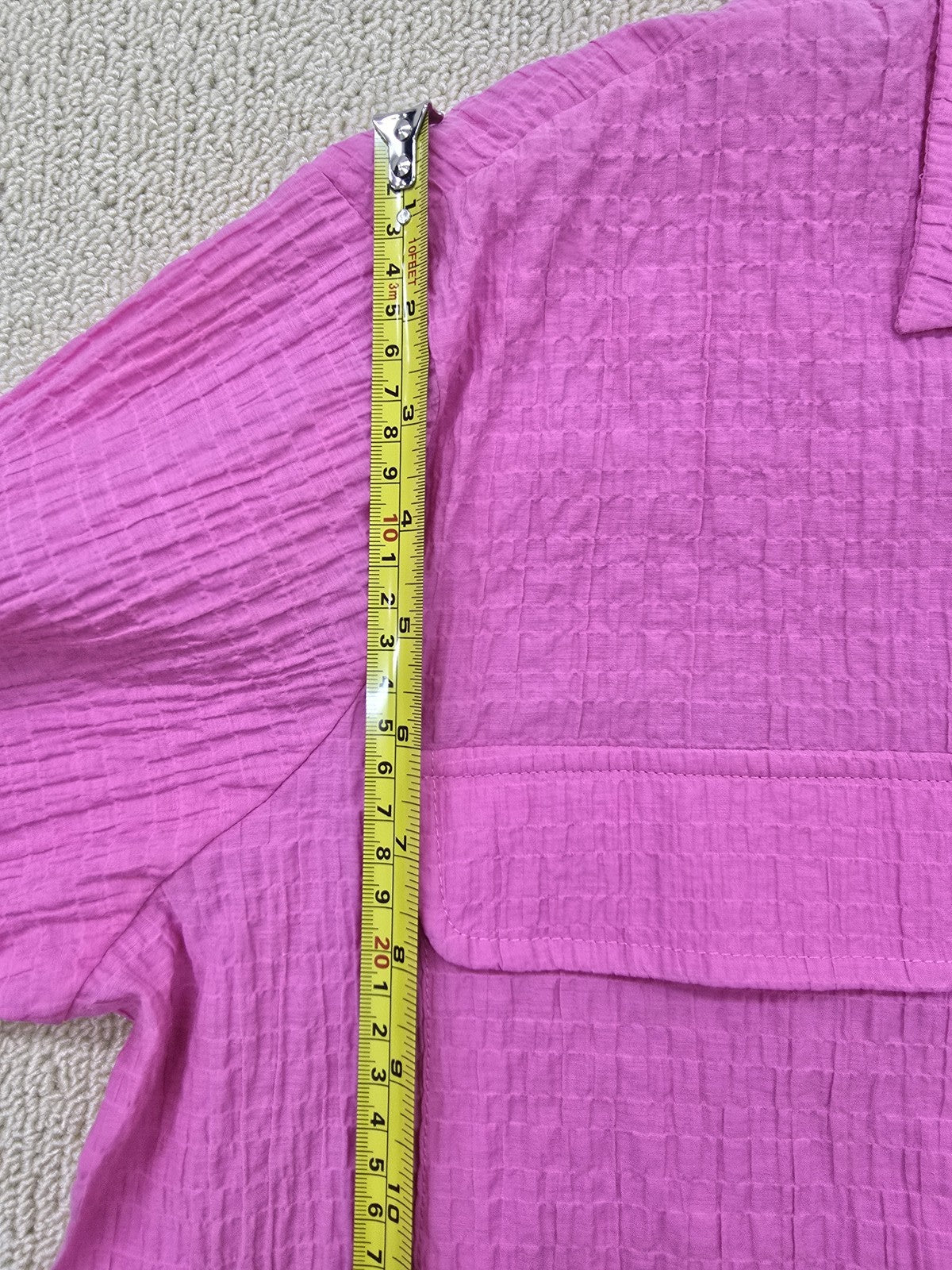 Koton Women's Hot Pink Oversized Long Sleeve Collared Top Cotton