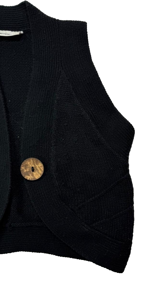 Atmosphere Black Knitted Cropped Waistcoat Vest Women'S - Size 12-14