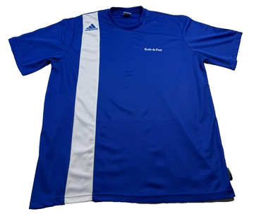 Adidas Men's Royal Blue Climalite Training Jersey White Stripes Ecole De Foot L