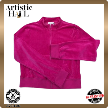Juicy Couture Pink Velour Tracksuit Jacket XL Long Sleeve Zipper