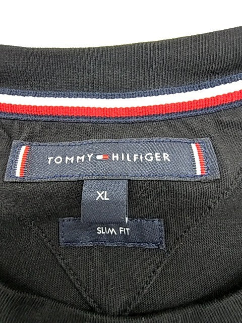 Tommy Hilfiger Men's Black XL Slim Fit Long Sleeve Cotton Tee Logo