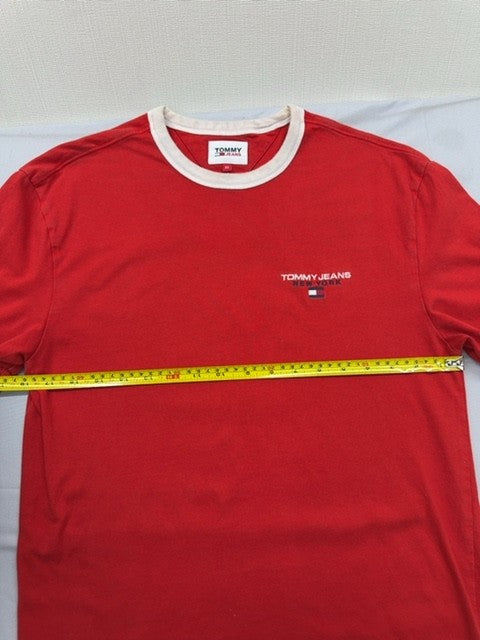 Tommy Jeans Men's Red Short Sleeve T-Shirt XS Cotton Crew Neck