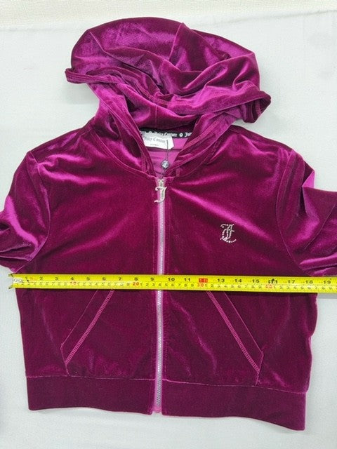 Juicy Couture Purple Velour Zip Hoodie L Unisex Long Sleeve