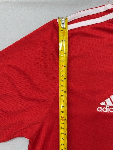 Adidas Men's Red Soccer Jersey L Climalite V-Neck Short Sleeve