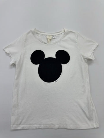 H&M Boys White Mickey Graphic T-Shirt Size M Regular Fit Casual