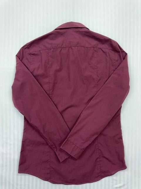 H&M Women's Burgundy Long Sleeve Button-Up Shirt M