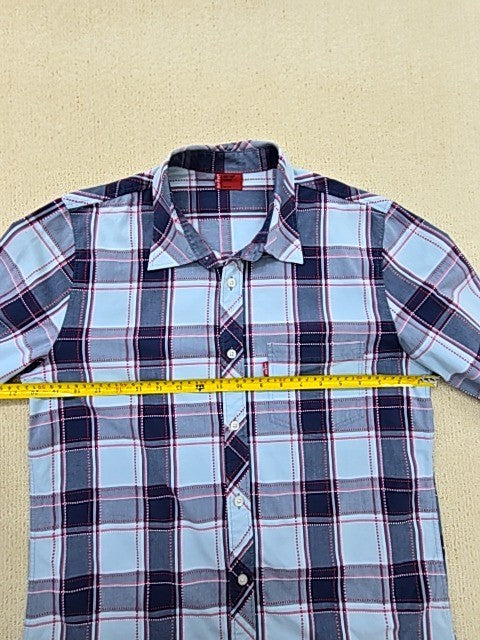 Levi's Men's Blue Plaid Flannel Long Sleeve L Button Down Red Tab
