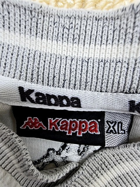 Kappa Men's XL White Short Sleeve Striped V-Neck T-Shirt Regular